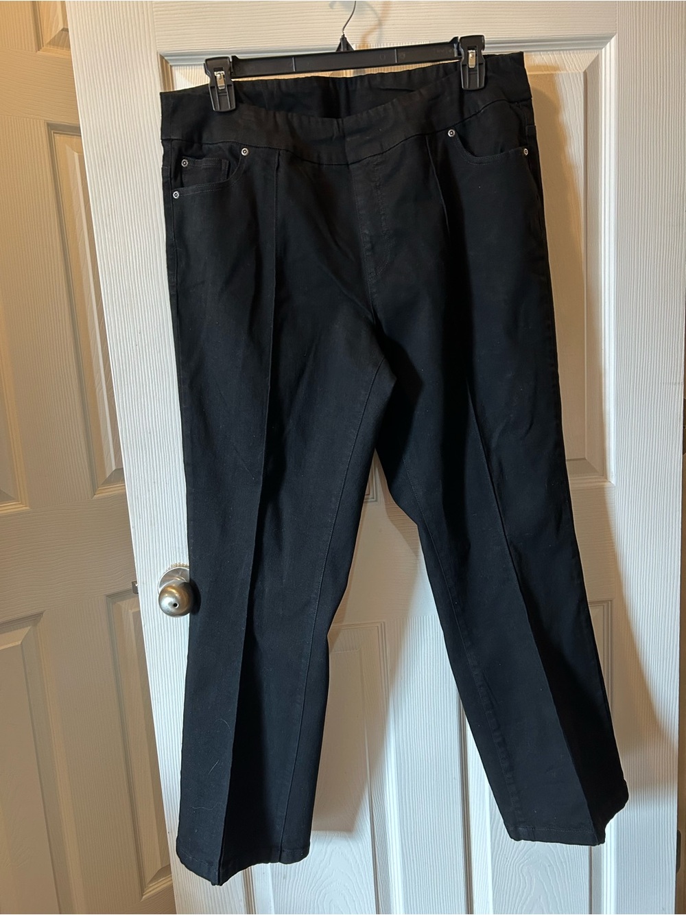 Slim Station by Multiples 16W Pull On Black Denim Jeans Stretchy 5 Pockets EUC